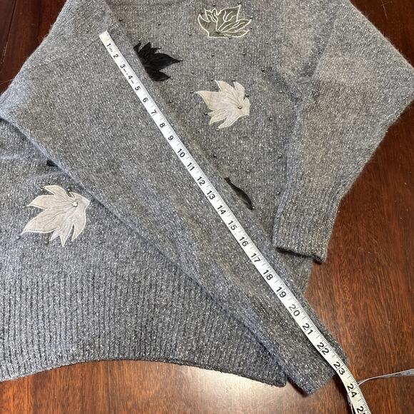 Donagain VTG Silk Wool Blend 3D Sweater Size L Indie Cottage Retro Monochrome - Picture 6 of 9